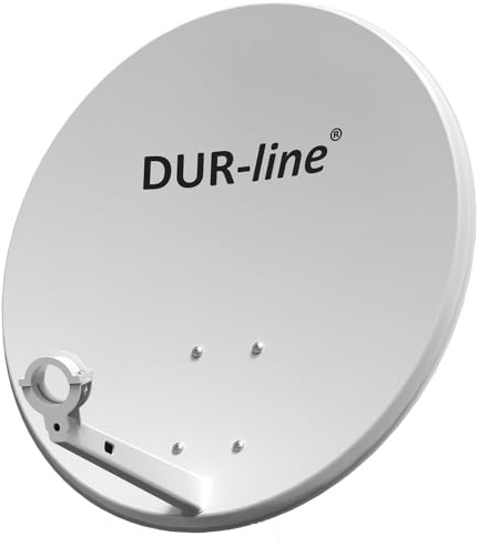 DUR-line EASYTENNE 60 - Satellitenschüssel (digital Sat Anlage, Antenne mit Masthalterung, vorbereitet für die Aufnahme eines 40 mm LNB) 60 cm Spiegel, Hellgrau