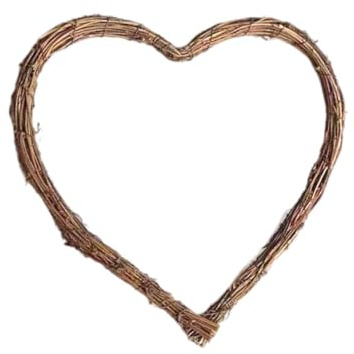 Herz Weidenkranz natürlicher Rattan Liebe geformte rustikale Weinrebe Kranz Wanddekoration 30 cm, Herz Weidenkranz