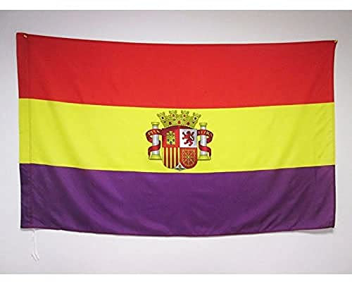 Bandera del escudo de armas de la segunda República Española – 3 x 5 pies – Bandera republicana de España con manga – 100% poliéster – Resistente a la decoloración – Colores vivos – 3 pies x 5 pies