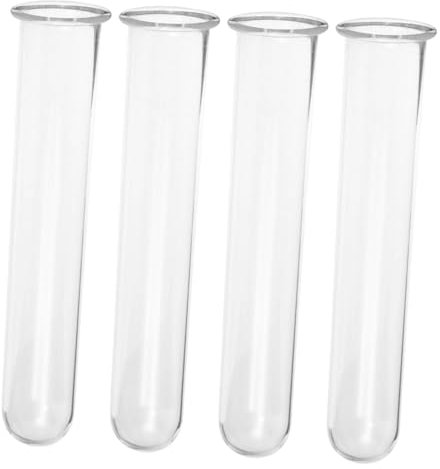 HEALEEP 4Pcs Glass Test Tubes Plant Propagation Vases for Hydroponic Plants Cuttings Holder - Flower Bud Planter Display for Office Home Desktop Decoration