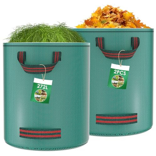 Diealles Shine 2X 272L Sacchi Giardinaggio, Sacchi per Rifiuti da Giardino con 4 Maniglie, Autoportante, Impermeabile, Sacco Raccogli Foglie Durevole Resistente alla Corrosione