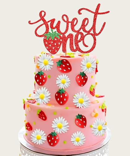 Berry 1st Birthday Cake Topper Sweet One Decoration Dasiy Flower Sweet Fruit Theme First Birthday Strawberry Baby Shower Party Supplies
