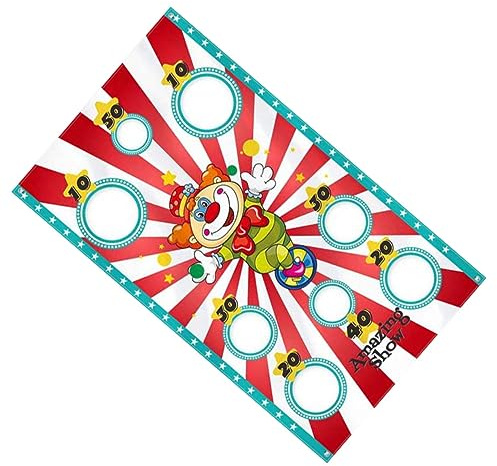 SUPVOX 3pcs Clown Throwing Game Toss Hanging Flag Sandbag Toss Circus Banner Outdoor Play Funny Silly Game Circus Troup Banner Sandbags Number Style Color Color