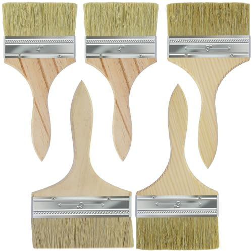 Set de 5 pinceaux Plats (3 Tailles，pinceaux Plats en Nylon，pinceaux à Peinture avec Manche en Bois, Pinceau de Peinture pour peintures, lasures, huiles.
