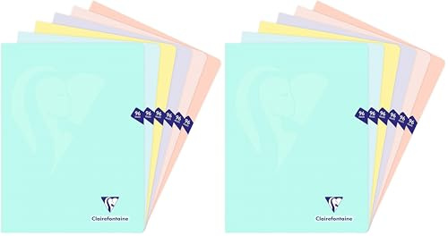 Clairefontaine Calligraphe 308368C - Heft Mimesys DIN A4+, 24x32 cm, 48 Blatt 90g, kariert 5/5 mit Rand, Einband aus Polypropylen, Pastell Farben sortiert, 1 Stück (Packung mit 2)