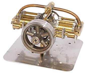 RCARTOYRTR Ångmotor modellkit, 90 x 90 x 45 mm mini horisontellt motsatt 4-cylindrig ångmotor modell utan panna för modellskepp, fysisk vetenskap utbildningskit present till vuxna
