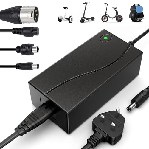 Electric Scooter Charger, 42V 2A Universal Hoverboard Charger for 36V Li-ion Batteries with 4 Connections, for Xiaomi Scooter, Electric Bike, Mobility Scooter, Self-Balancing Scooter (Black)