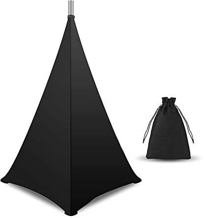 Janasiba Cubierta para altavoz DJ, trípode Scrim Rock con bolsa de transporte, cubierta negra de 360 grados para bodas, escenarios