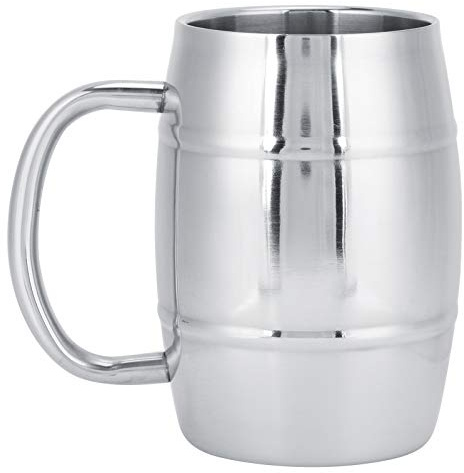 Tomotato Chope à Bière en Acier Inoxydable, 500ml Chope à Bière Isotherme à Double Paroi avec Grande Poignée, Verre à Bière Géant, Tasse à Café pour Boissons Chaudes Froides Thé