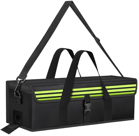 Ebike Akku Tasche, Feuerfest Wasserdicht Explosionsgeschützt, Lipo Safe Bag, Geeignet zum Laden, Transportieren und Aufbewahren, 51*15*15cm, Reflektierendes Streifendesign (1)