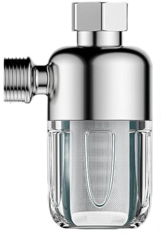 Wodsty Filtro de agua de ducha de acero inoxidable con filtración 40, ventana transparente y estándar de 12 pulgadas para ducha, grifos, lavadoras y bañeras de agua