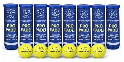 Main Products Pro Padel Balls - 8 Pack (24 Balls) - Pressurized Padel Balls - Premium Natural Rubber Core - 47% Wool Felt - Professional Tournament Quality - Consistent Bounce - for All Courts.