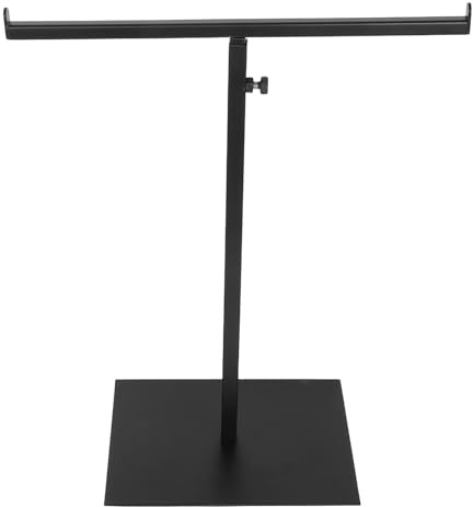 Yardwe Adjustable Black Towel Holder Rack with Telescopic T-bar and Balanced Base, 23-inch Standing Hand Towel Rack for Bathroom and Kitchen Countertops
