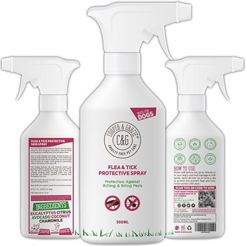 Dog Fleas Protection Spray 500ML - Natural Tick and Flea Prevention with Avocado Coat Conditioner | Safe, Cruelty-Free Flea Spray for Dogs by Cooper and Gracie