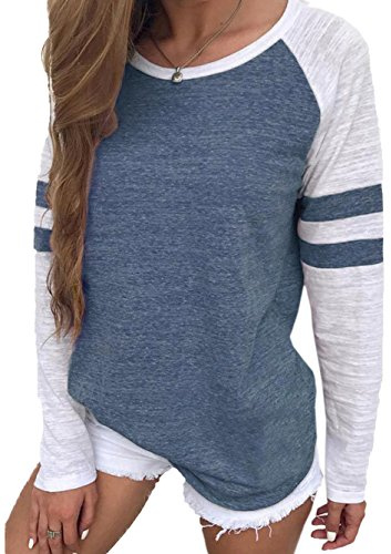 Famulily Damen Elegant Streifen Langarmshirt Tops