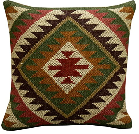 Trade Star Fodera per cuscino in stile Kilim, 70% iuta 30% lana, copricuscino intrecciato a mano, federa per cuscino in stile tappeto, decorativa, per arredamento casa, 45,7 x 45,7 cm, tappeto spesso