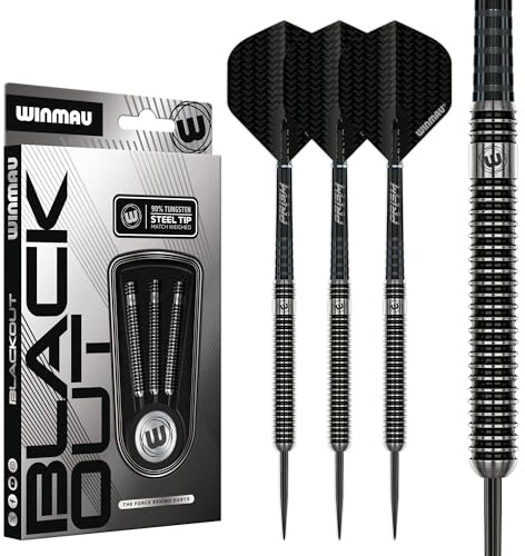 WINMAU – Blackout 1-serie 28 g – 90% volframdartpilar – professionella stålspetspilar med pilflyg och axlar