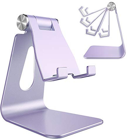 Lucrave Adjustable Cell Phone Stand, Phone Stand, Cradle, Dock, Holder, Aluminum Desktop Stand Compatible with Phone 17 16 15 14 13 12 Xs Pro Max Xr 8 7 6 6s Plus SE Charging, Purple
