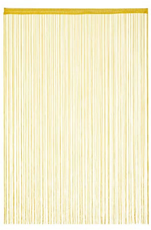 Relaxdays Fadenvorhang, 145x245cm, Tunneldurchzug, kürzbar, Fadenstore für Türen & Fenster, Fadengardine, waschbar, Gold