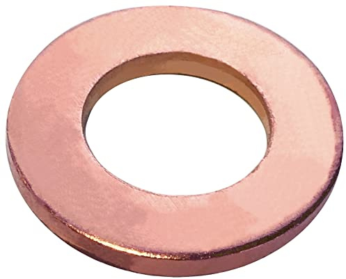 AERZETIX - C57233 - Juego de 5 arandelas planas de cobre M10x19.5mm - espesor 1.9mm - para perno M10 - DIN 125