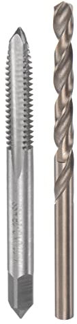 sourcing map Tap & Bit Sets, 1/4-20 UNC 2B Straight Flute Machine Thread Milling Tap, 5.1mm M35 Cobalt High Speed Steel (HSS-CO) Twist Drill Bit