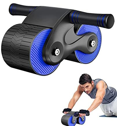 RZXBB 2023 New Bauchroller Bauchmuskeltrainer,Automatisches Rebound Aabdominal Wheel,Bauchtrainer,Abdominal Roller mit Finger Training Device,Stabilen Doppelrädern Und Automatischem Rückprall (Blau)