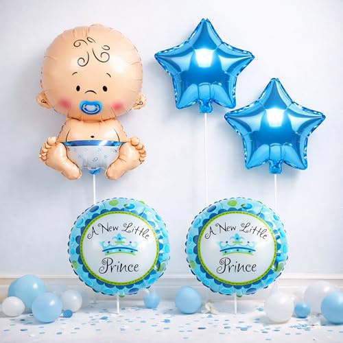 Trimming Shop 14 Zoll Blau Baby Shower Folienballon für Neugeborene Junge Baby Taufe Party Dekoration Feier