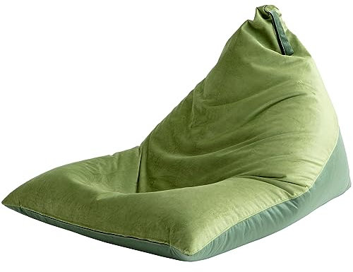 Nobildonna 4ft Bean Bag Chair Cover (No Filler) for Adults, 400L Extra Large Triangular Beanbag Chair Cover, Washable Beanbag Without Filling Ultra Soft Lazy Sofa Premium Velvet Cover (Green)
