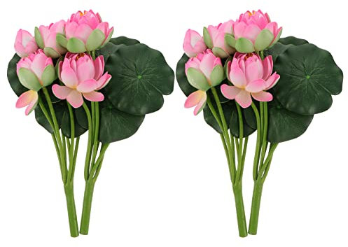 HXSCOO Künstlicher Lotus-Blumenstrauß, gefälschte Dekoration, Hochzeit, Kunstblumen, Stiele, Lilien, Dekorsträuße, Wasserpicks, Simulationszweige (Color : pink)