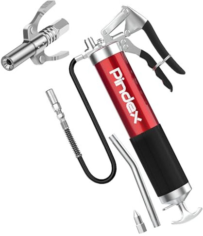 Pindex Pistola de Engrase Manuale con Acoplador,Bomba de Engrase Manual 8000PSI para Cartuchos de 400g,Engrasadora Manual Profesionalconl con 45cm Manguera