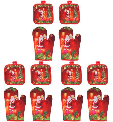 BESTonZON 12-Teiliges Weihnachts-Ofenhandschuhe-Grill-Set Baumwoll- Kuchen-Dekoration Feiertags-Topflappen Krippen- Weihnachts-Backhandschuhe Weihnachts-