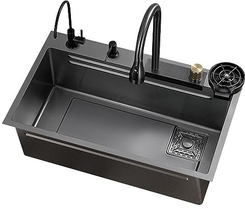 Lavello da Cucina Nano Acciaio Inossidabile 304 Monopezzo Nano Tecnologia Antibatterico e Anti-attrito Lavabo per lavastoviglie Lavello per lavastoviglie (680x450mm)
