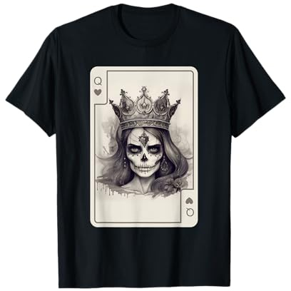 Queen of Hearts Gothic Poker Spielkarten Gruselig T-Shirt