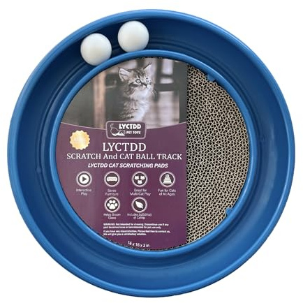 LYCTDD Katzenball Track,Cat Scratching Board,Cat Scratchers for Indoor Cats,Cat Ball Toy Cat Toys for Bored Indoor Adult Cats for Kitten Mental Physical Exercise with Spare Ball to Prevent Loss (Blue)