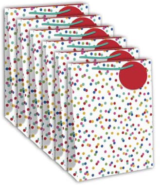 EUROWRAP 26988-2Cpack-Lot 6 sacs Large 26,5x14x33cm-210g-Pois multicolores