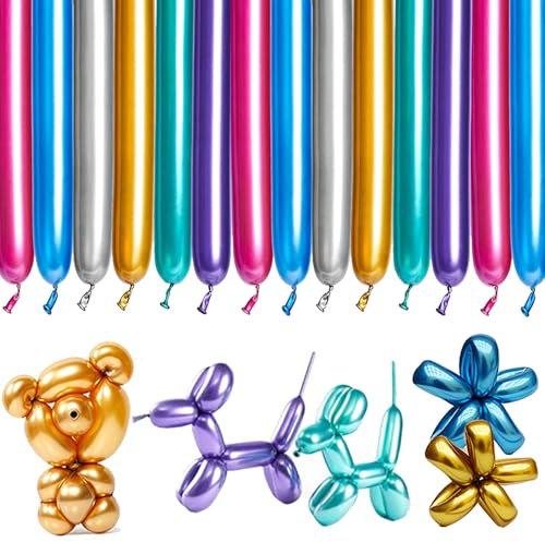 YOUYIKE 100 Pezzi Modellabili Palloncini, Metallic Lungo Palloncini, Colorati Lattice Palloncini, Palloncini di Magici Modellazione, per Feste, Compleano, Matrimonio, fai da te Decorazioni