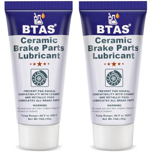 BTAS Brake Caliper Grease for Disc Brake Lubricant,Caliper Pin Pad Lube,High Temp Silicone Synthetic Ceramic Assembly Grease 1oz 2 Pcs