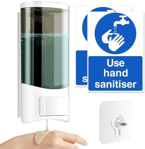 Dispensador de jabón montado en la pared de 500 ml, dispensador de desinfectante de manos, dispensador manual de gel líquido, dispensador de detergente para el hogar, negocios, hotel, escuela, con 2