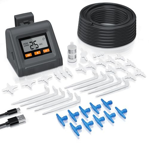 Brandson - automatisches Bewässerungssystem - Tröpfchenbewässerung mit Computer – Tropfbewässerungssystem – Set mit 45 Teilen – bis zu 10 Topfpflanzen - Bewässerungsanlage Garten Balkon Terrasse