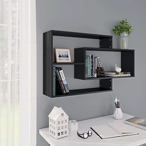Myheimly andregale Bücherregale Hängeregale Wandregal Bücherregal Regale mit 3 offenen Fächern Schweberegale 104x20x58,5cm Holzwerkstoff Schwarz
