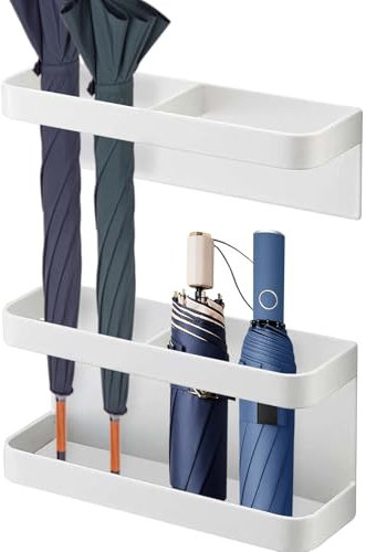Upriver Magnetischer Regenschirmständer, Wandmontage Regenschirmständer, Magnetischer Schirmhalter für Lange/Kurze Regenschirme Zuhause und Drinnen Schirmhalter (Weiß)