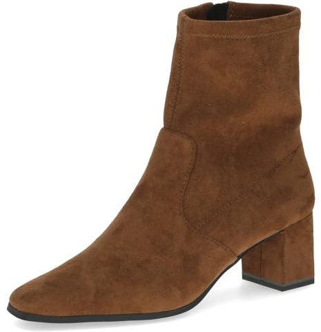Caprice Damen Stiefeletten mit Absatz mit Reißverschluss Vegan, Braun (Brown Stretch), 40 EU