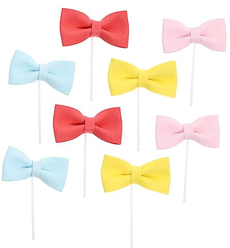 TOYANDONA 8stücke Teiliges Bunte Bowknoten Cupcake Toppers Süße Tortendekoration Für Geburtstagsfeiern Leichte Schaumstoffmaterialien Einfache Handhabung Und Sicherer Einsatz