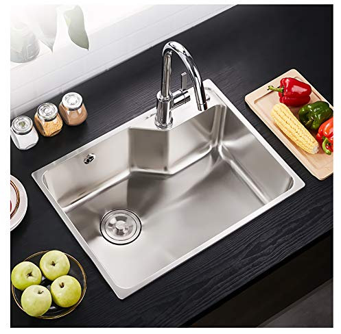 WOTZOV Fregadero de Acero Inoxidable de Primera Calidad, Fregadero de Cocina pequeño para el hogar de 22,8 Pulgadas, Fregadero de Cocina de un Solo tazón con Esquina r,Un Color B3