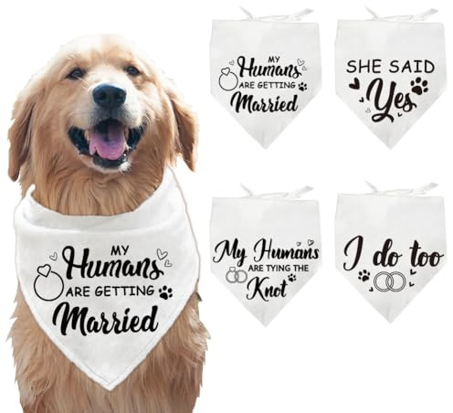 arricraft 4 Stück Polyester Halstücher Für Haustiere Schal Mit Muster Zur Ankündigung Der Verlobung von Hunden Waschbar Dreieckiger Stoff Haustier Bandanas Für Das Hochzeitsthema Katzen