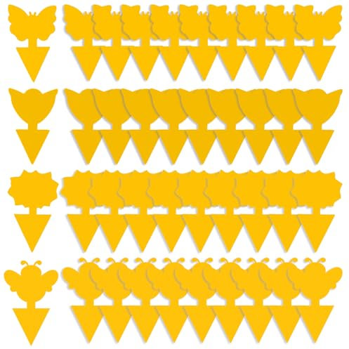 GeekerChip Pièges à Insectes,40 Pcs Attrape Moucheron Plantes,Attrape Mouches Intérieur,Plug-in Pièges,pour Les Insectes intérieurs et extérieurs, Imperméables et Non Toxiques(4 Formes)