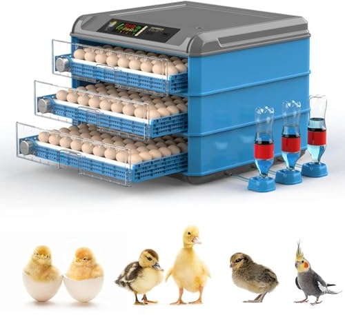 DDZJTPP Brutautomat Vollautomatisch, Brutmaschine mit Temperaturkontrolle | Feuchtigkeitsanzeige | Auto-Rotationssystem, Groß Kommerziell für Inkubator Hühner, Enten & Andere Vögel,192Eggs