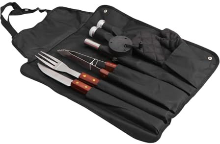 ibasenice Herramientas para Barbacoa Inoxidable Kit Completo De Utensilios De Parrilla Delantal y Guantes Accesorios para Parrilla Resistente Al