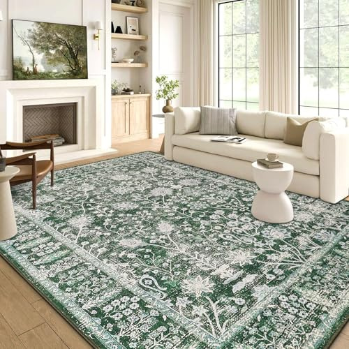 Waschbarer Teppich Blumenmuster 200x300cm Blumen Boho,teppich wohnzimmer | Groß Tepich ,Waschbarer Teppiche Rutschfester Kurzflor Carpet für Schlafzimmer Esszimmer Büro
