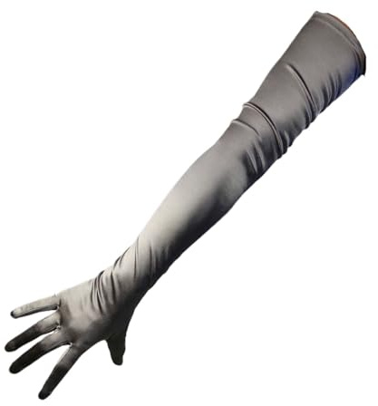 ZNTIHZ Opernbühnen-Satin-Handschuhe, Stretch-Seide, Abend lang, 70 cm, Lange Damen-Handschuhe Für Oper, Maskerade(Grey)